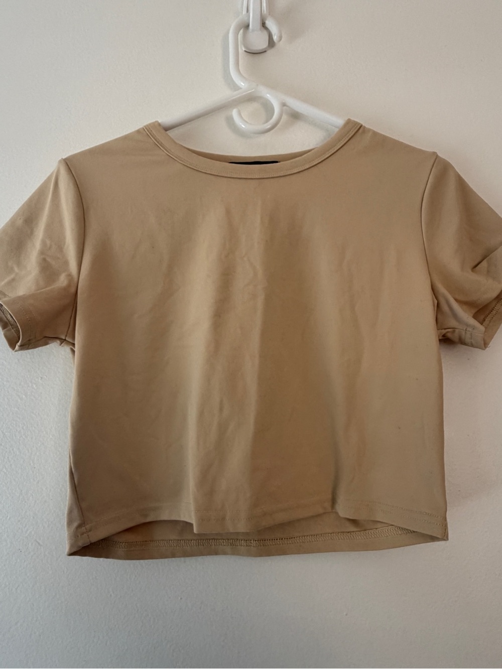 Beige Women's Short Sleeve Crewneck crop Top
